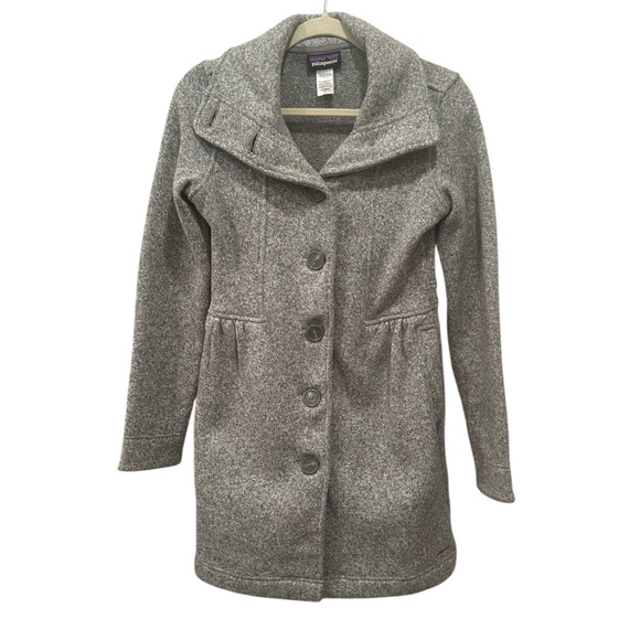 Patagonia Jackets & Blazers - Patagonia Women's Gray Pea Coat Long Coat Neutral Classy Layer Cozy Sz S